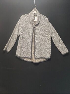 Chiaramente Italian Tweed Funnel Neck Jacket Cardigan with Buckle